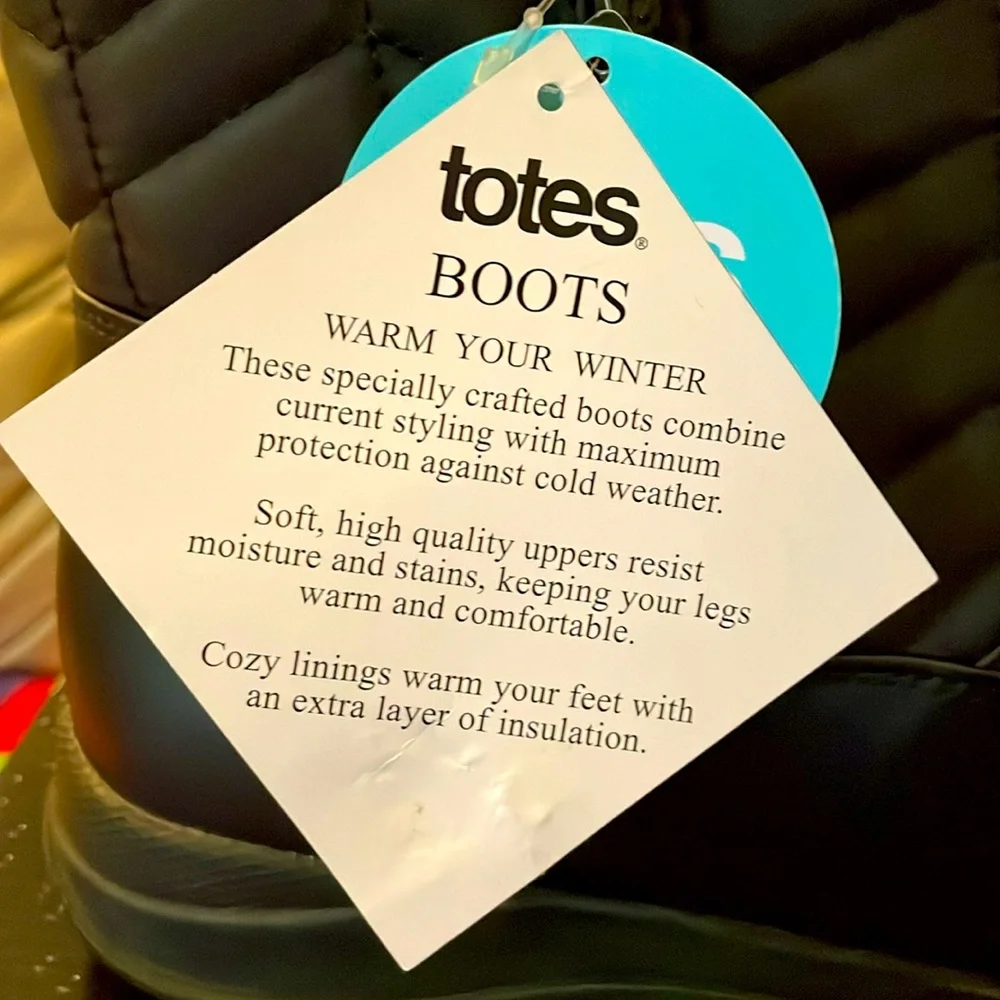 NIB Totes Jarablack Black Boots. Size 10M. - Picture 8 of 8